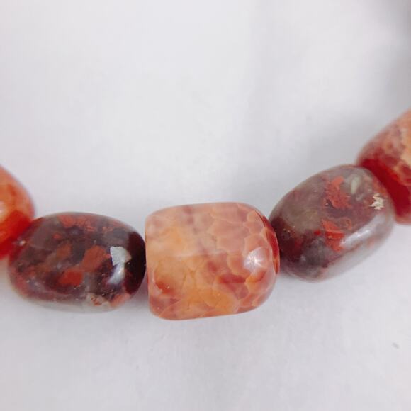 Fire Agate, Red Bamboo Coral Beaded Necklace Boho Tribal Semi-Precious Gemstones - Picture 8 of 11